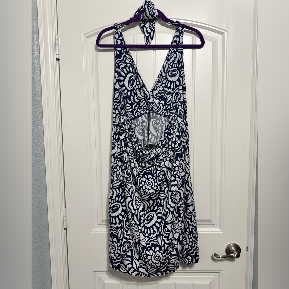 Old Navy Navy and White Floral Halter Midi Dress - Picture 2 of 6